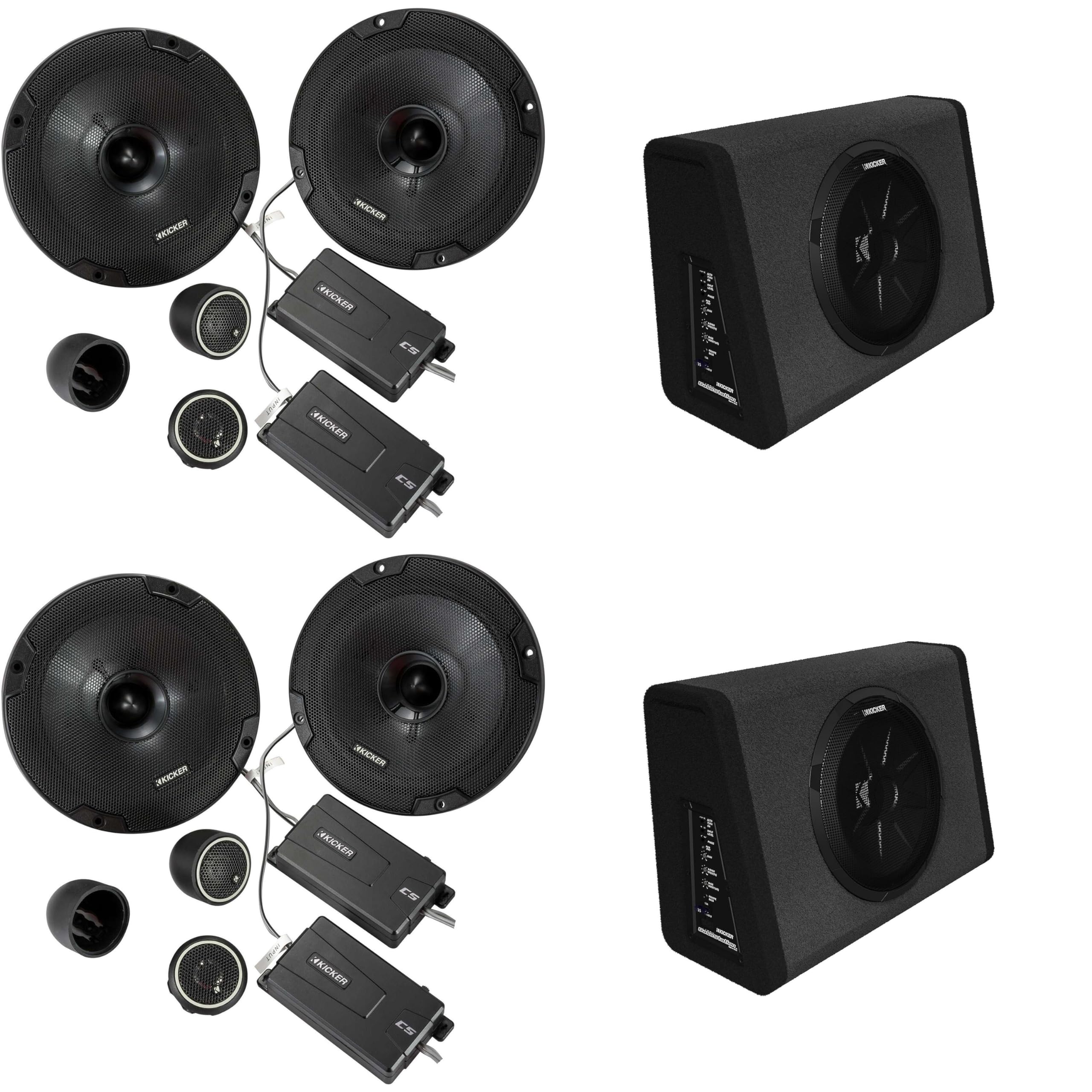 KICKER (2 11PT250 Powered Sub Enclosure & (2) 46CSS674 6.75