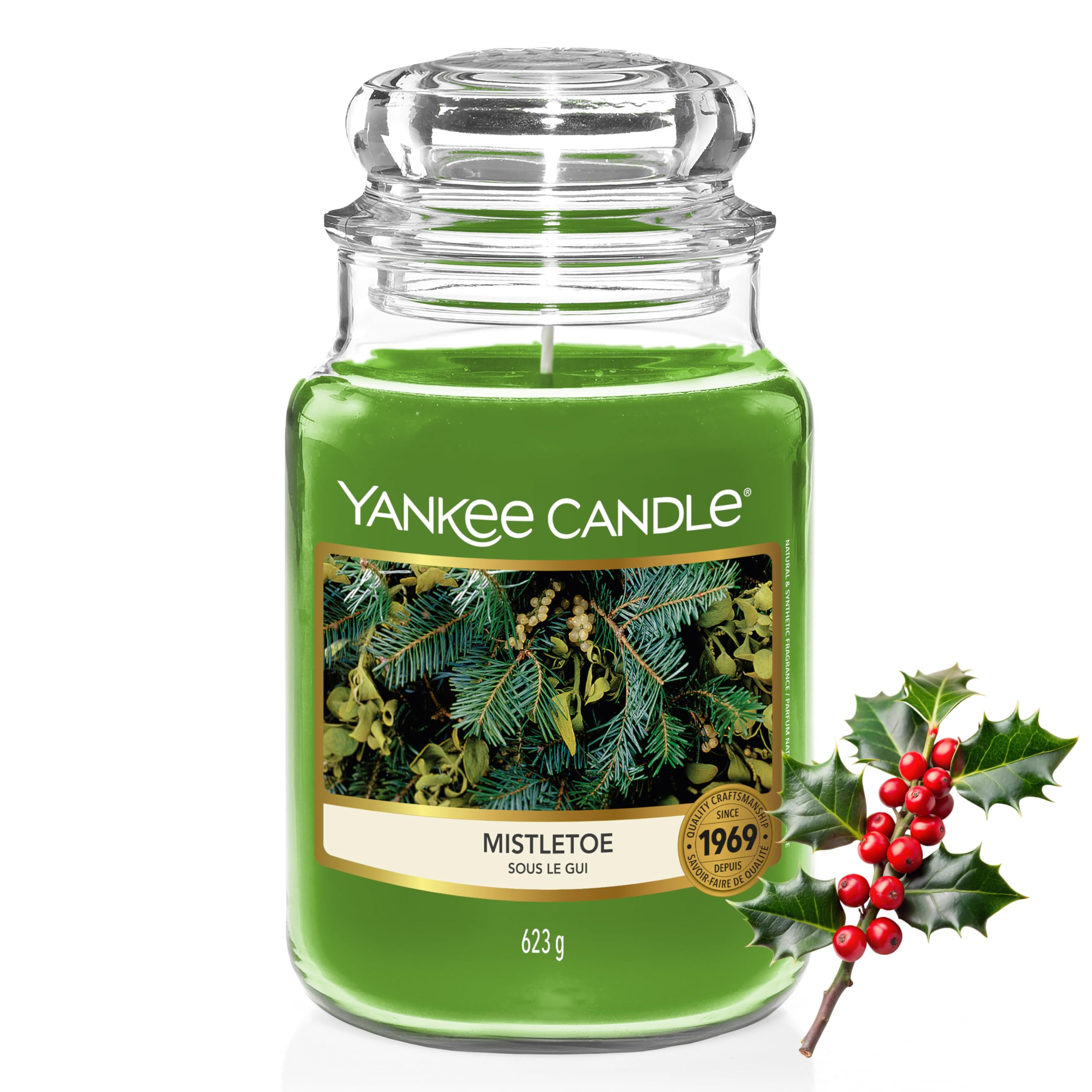 Yankee Candle Candela profumata in giara grande, Mistletoe, Durata Fino a 150 Ore, Regali ottimi per le donne