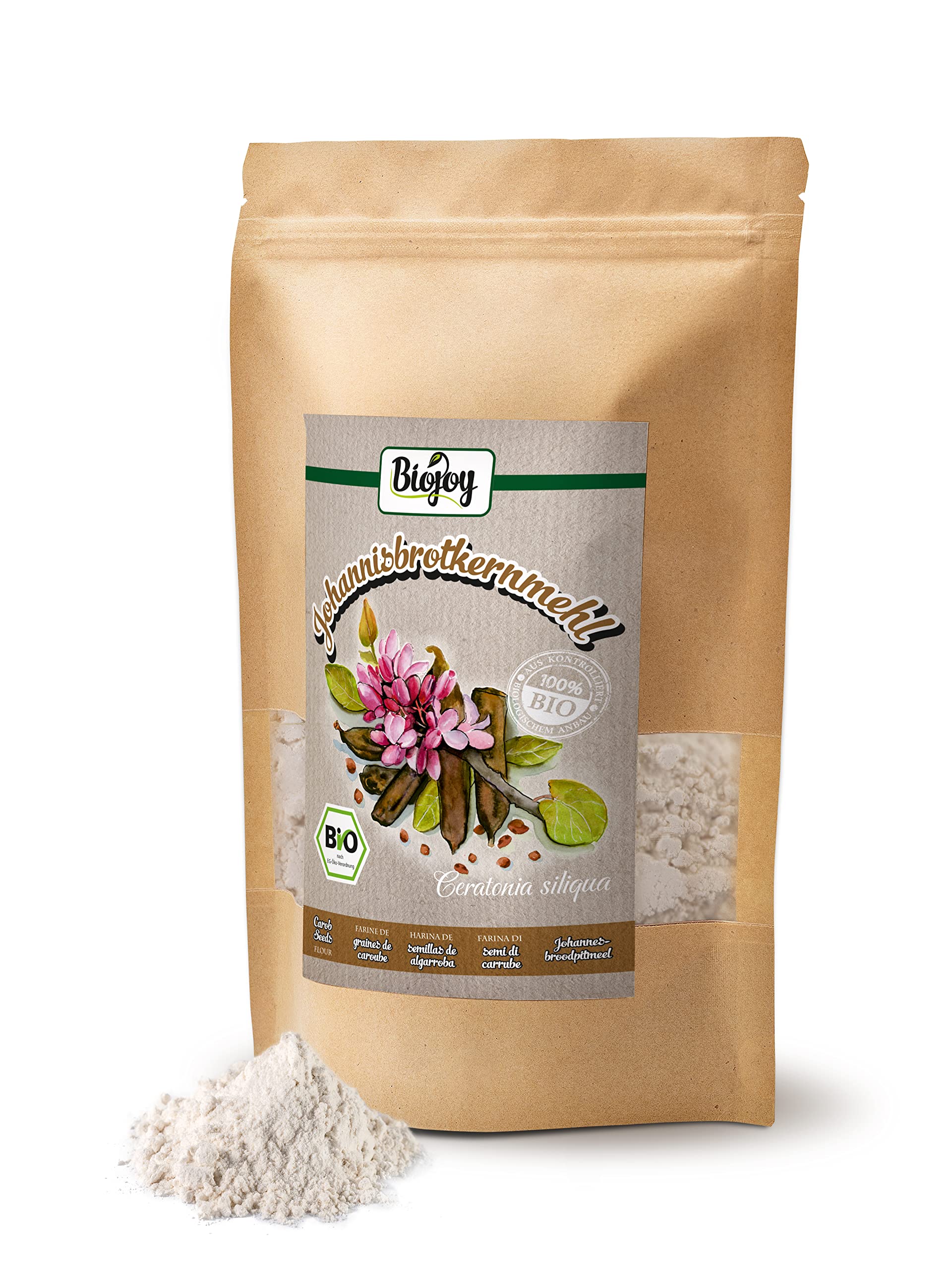Biojoy Organiczna Mąka z ziaren karobu (Ceratonia siliqua) (500 g)