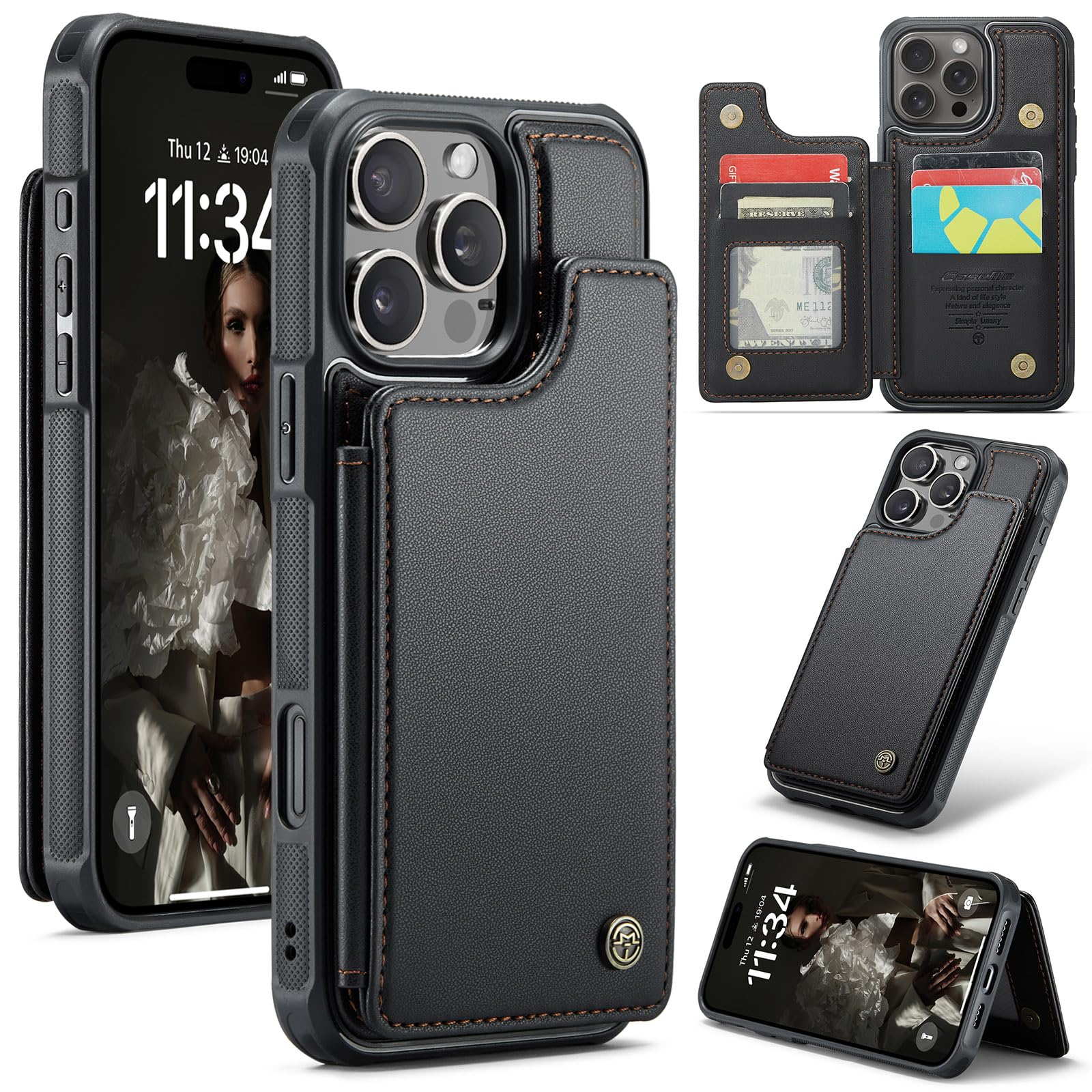 UEEBAI Wallet Case for iPhone 16 Pro Max, RFID Blocking Card Slots Flip ...