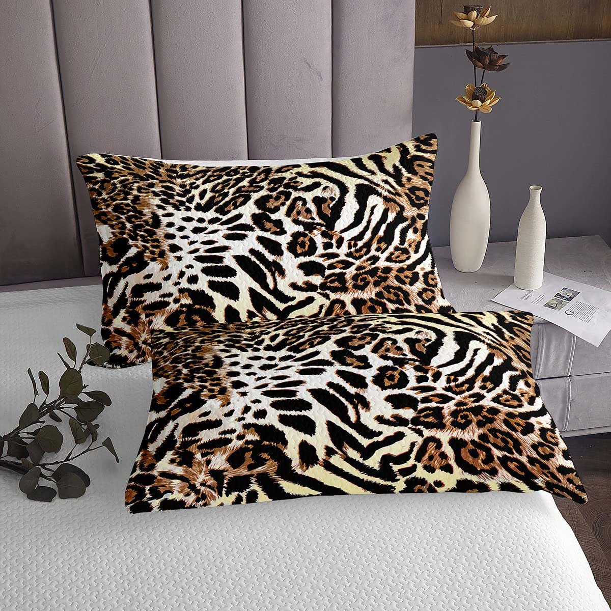 Homemissing Set di biancheria da letto leopardata trapuntata copriletto con animali copriletto zebrato set trapunta per bambini ragazzi ragazze adulti microfibra matrimoniale