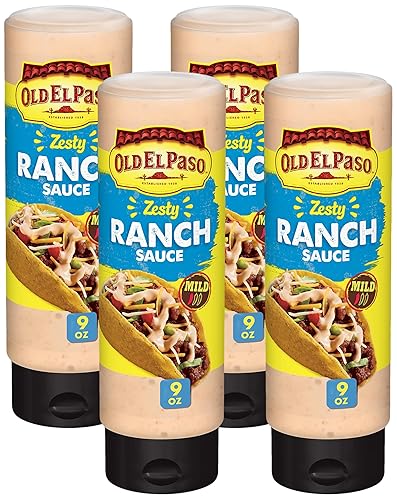 Old El Paso Salsa de taco, salsa Zesty Ranch, botella exprimible, 9 onzas (paquete de 4)