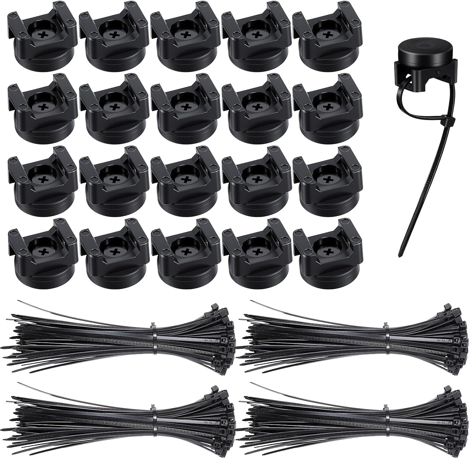 Molain Magnetic Zip Tie Mounts, 20Pcs Magnetic Clips with 100Pcs Magnetics Cable Ties, Heavy Duty Magnetics Wire Holder for Cable Management