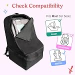 J.L. Childress Padded Backpack Car Seat Bag - Travel Bag for Airplane, Fits Most Baby & Infant Car Seats, Boosters, & Carriers, Airport Accessories for Gate Check or Baggage Check - Ultimate, Black