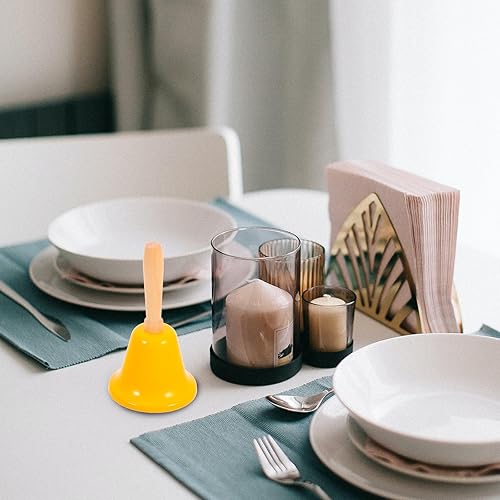 Miniatura 9 de MAGICLULU Campana de llamada de Navidad con mango de madera, campana de mano sólida para decoración de cena de Navidad, color amarillo