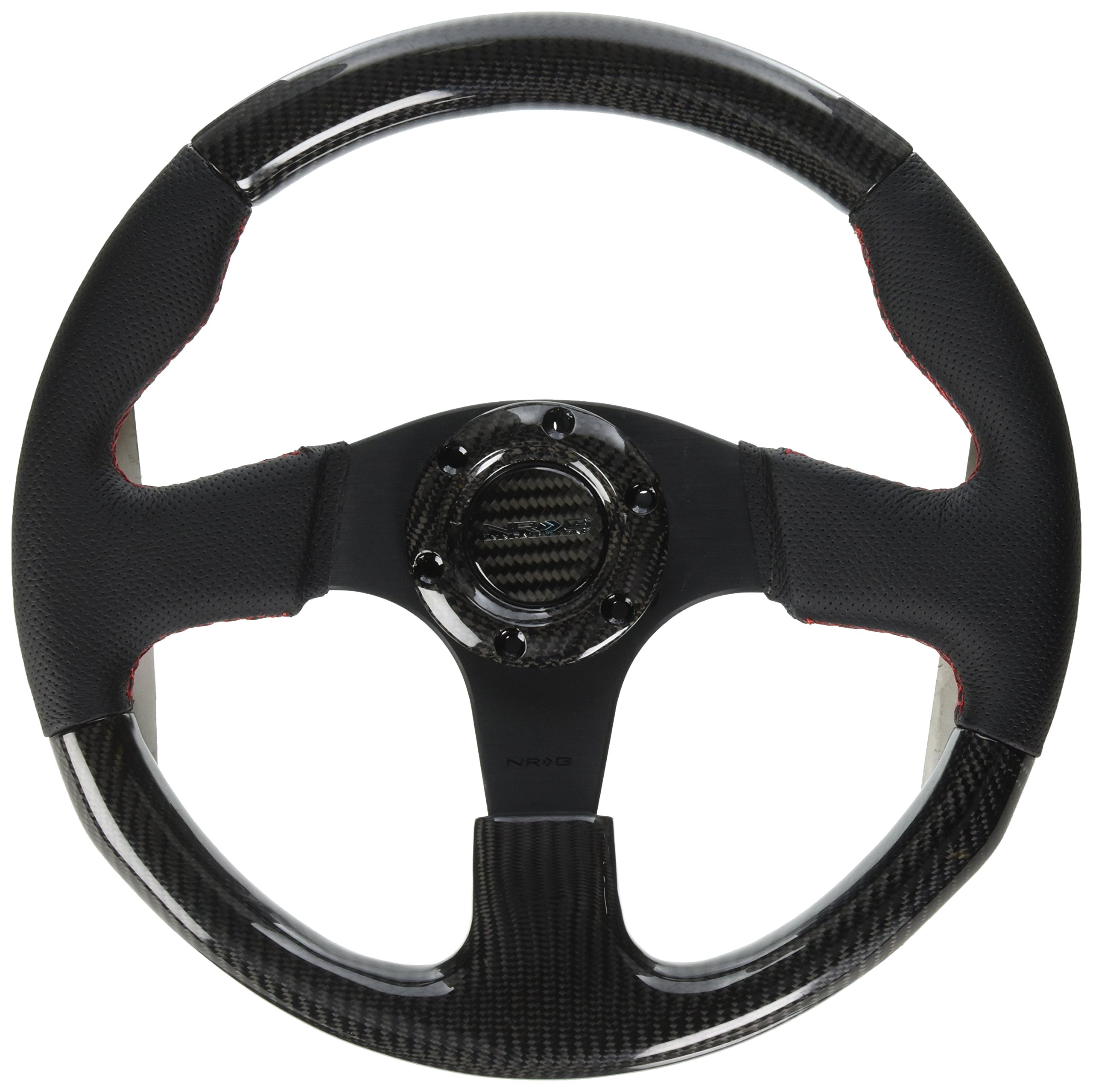 NRG Innovations ST-310CFRS Carbon Fiber Steering Wheel with Red Stitching (315mm)