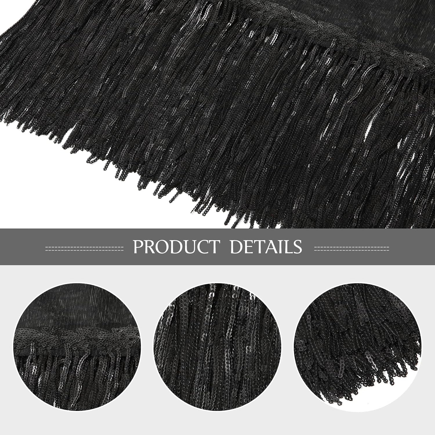 WELROG Sewing Fringe Trim 5 Yards - Sequins Lace Tassel Fringe Trim for DIY Dress Sewing Crafts Costumes Decoration