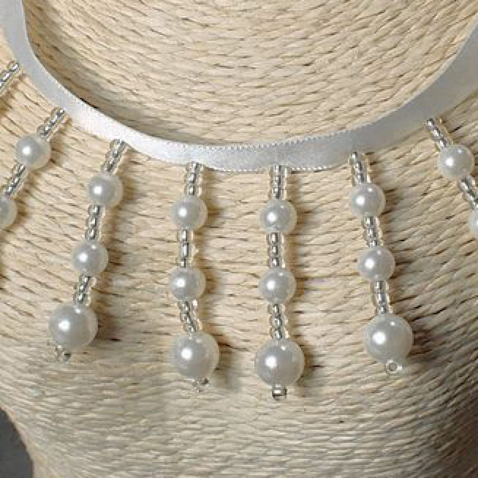 2 Yards Perlenband mit Perlenanhänger, Spitzenbesatz | DIY Hochzeitskleid Kleidung Vorhang Lampenschirme dekorative Quaste Rand Fransen