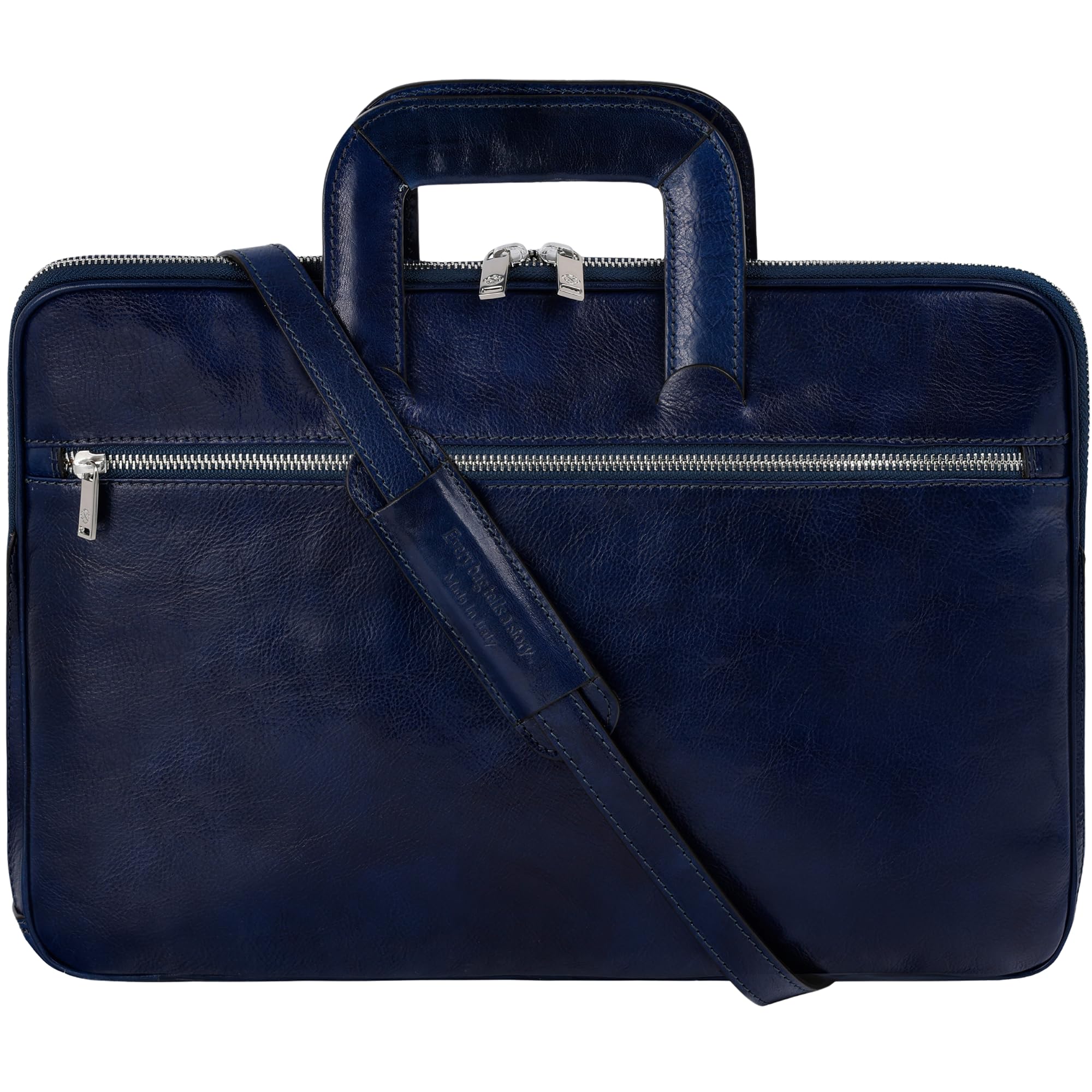 Time Resistance Slim Leather Briefcase - Italian Handmade Leather Computer Bag - Briefcase for Men and Women - Laptop Bag