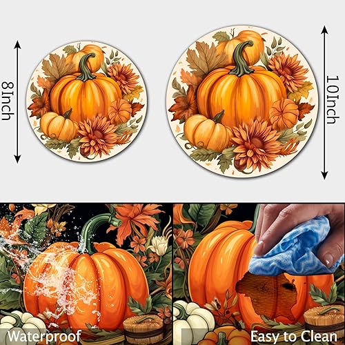 Miniatura 3 de Fundas para quemador eléctrico de calabaza de otoño, 4 piezas de decoración de Halloween, cubierta redonda para quemador de estufa de 8 pulgadas y