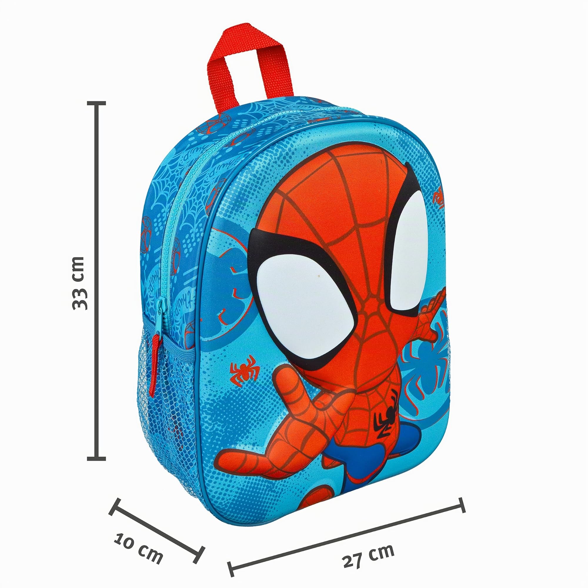 Undercover - Zaino 3D di Spidey - Zaino per bambini con motivi di Spidey - Cinghie regolabili - Con tasche laterali in rete - A partire dai 4 anni