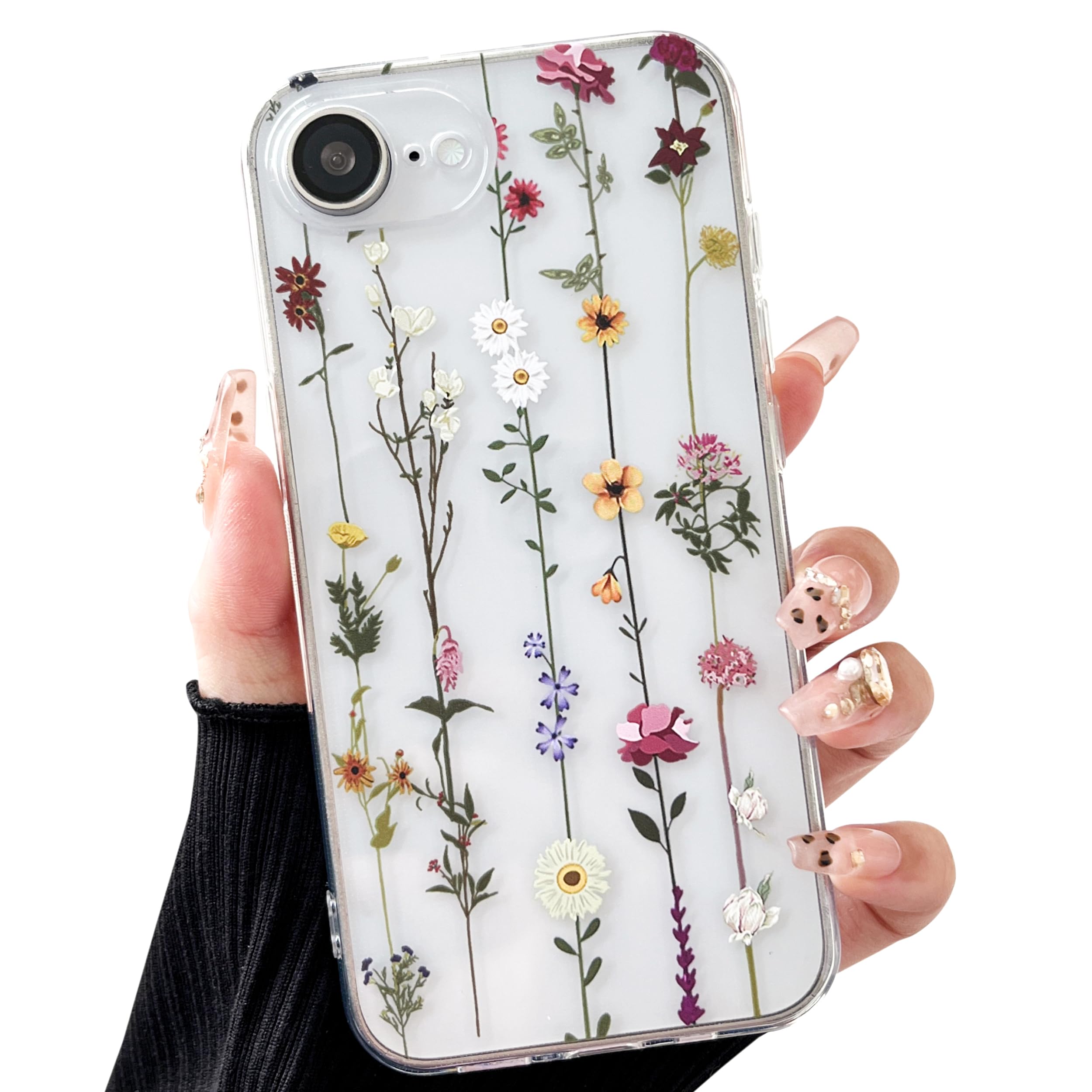 ZTOFERA 対応 iPhone 16e/17e 用花柄 クリアケース いphone16e/17e おしゃれ かわいい 透明カバー 花 フローラル ソフト シリコーン スマートケース アイフォン16e/17e ケース 韓国 人気 女子 耐衝撃 軽量 携帯電話ケース