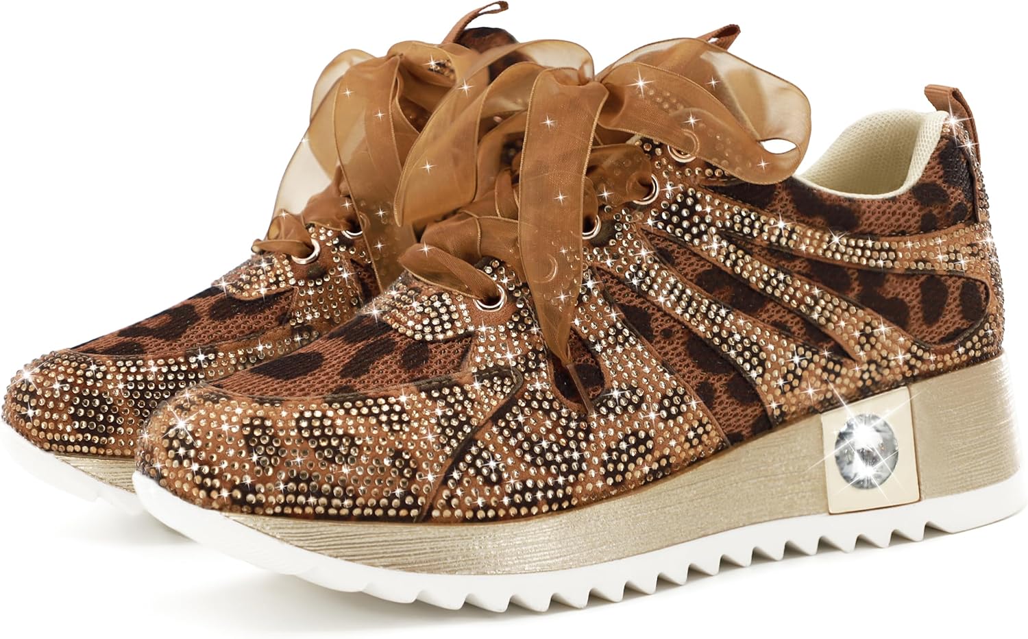 Women's Fashion Glitter Sneakers Platform Wedge Shoes Sparkly Rhinestone High Top S... - Image 4