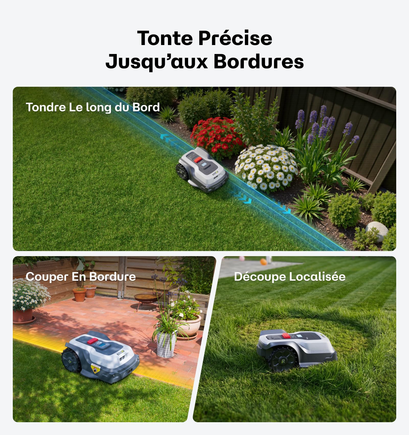 Robot Tondeuse sans Fil Périphérique T1200Pro pour 1500㎡, Robot Tondeuse avec Tonte Personnalisé via APP, Tonte Précise des Bordures, Pentes 24°, Tondeuse Automatique pour Cour Avant et Arrière