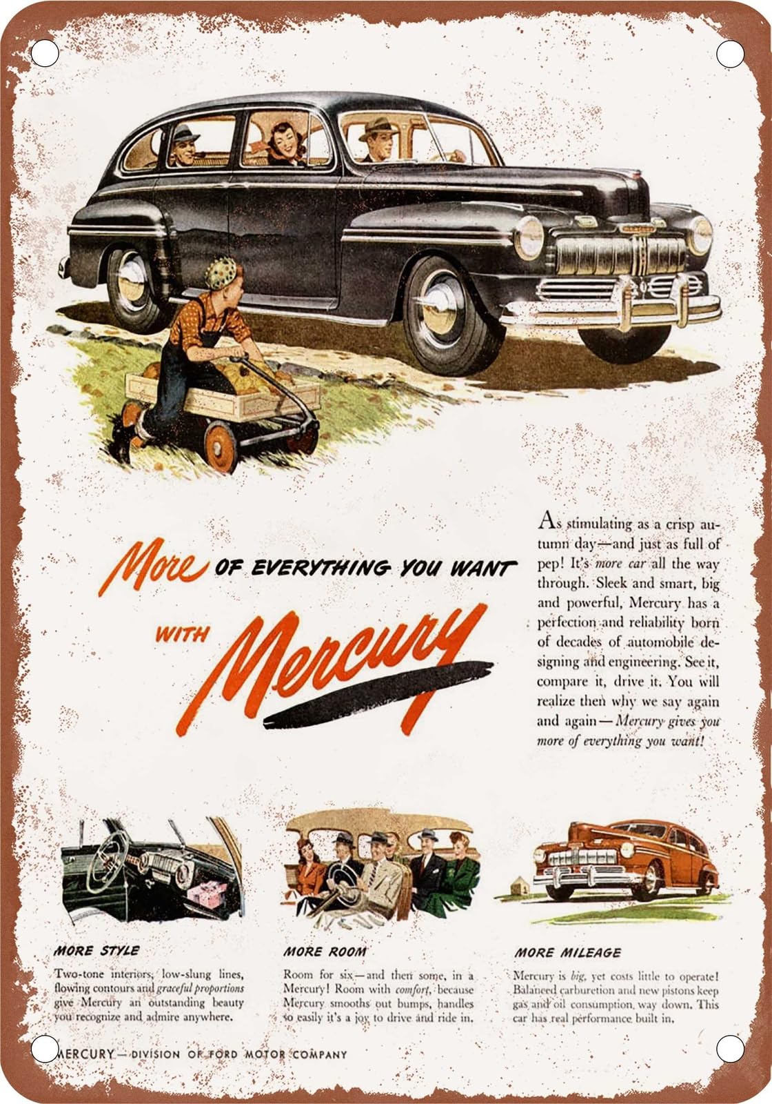 Miaomansenstore Metal Sign - 1946 Mercury Vintage Ad 03 - Old Retro Rusty Look Home Decor
