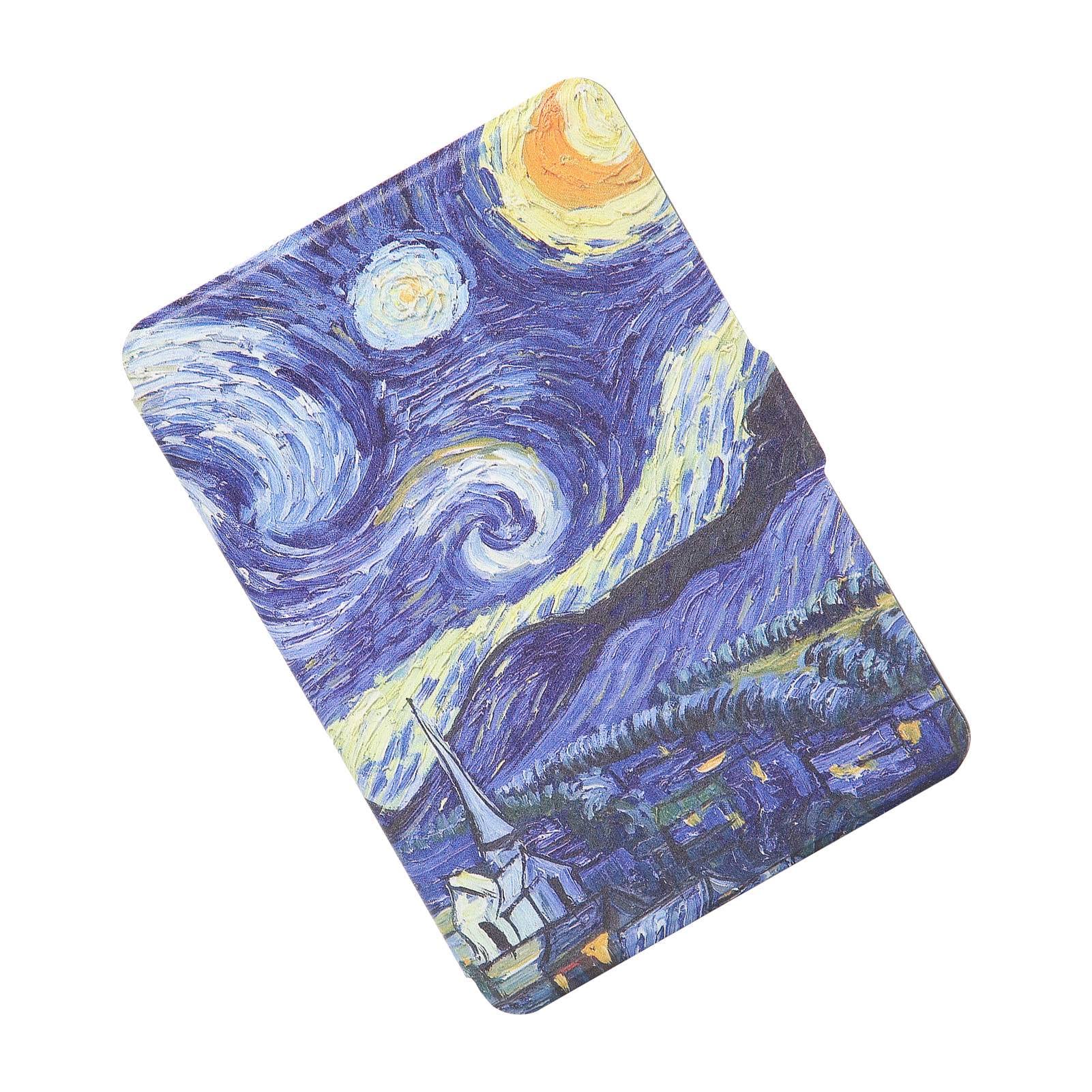 Funda para Kindle Paperwhite, Fundas para Lectores de Libros Electrónicos Conciso, Elegante, Duradero, de Piel Sintética Suave para Kindle Paperwhite(Cielo estrellado de van gogh)