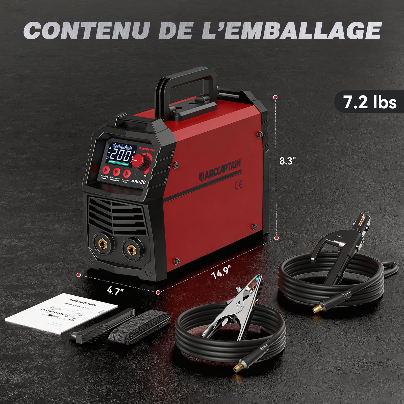 ARCCAPTAIN Poste a Souder Arc/Lift TIG 200 A avec Grand écran LED, Poste à Souder Inverter avec Contrôle Synergique,230V Machine a Souder con IGBT, Hot Start, Arc-Force, Anti-Stick