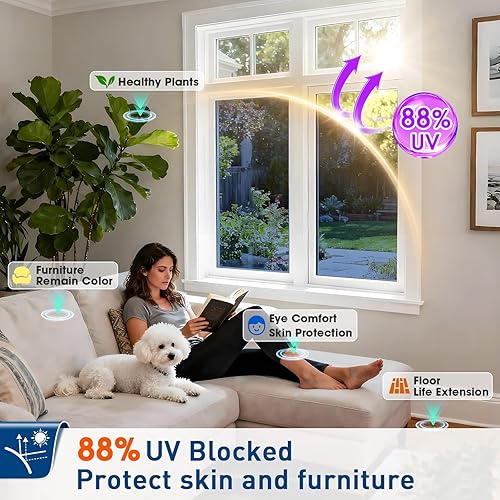 Vista 56 de Coavas - Película de privacidad para ventana no adhesiva, película translúcida de aves para ventana, película estática, adhesivos de ventana