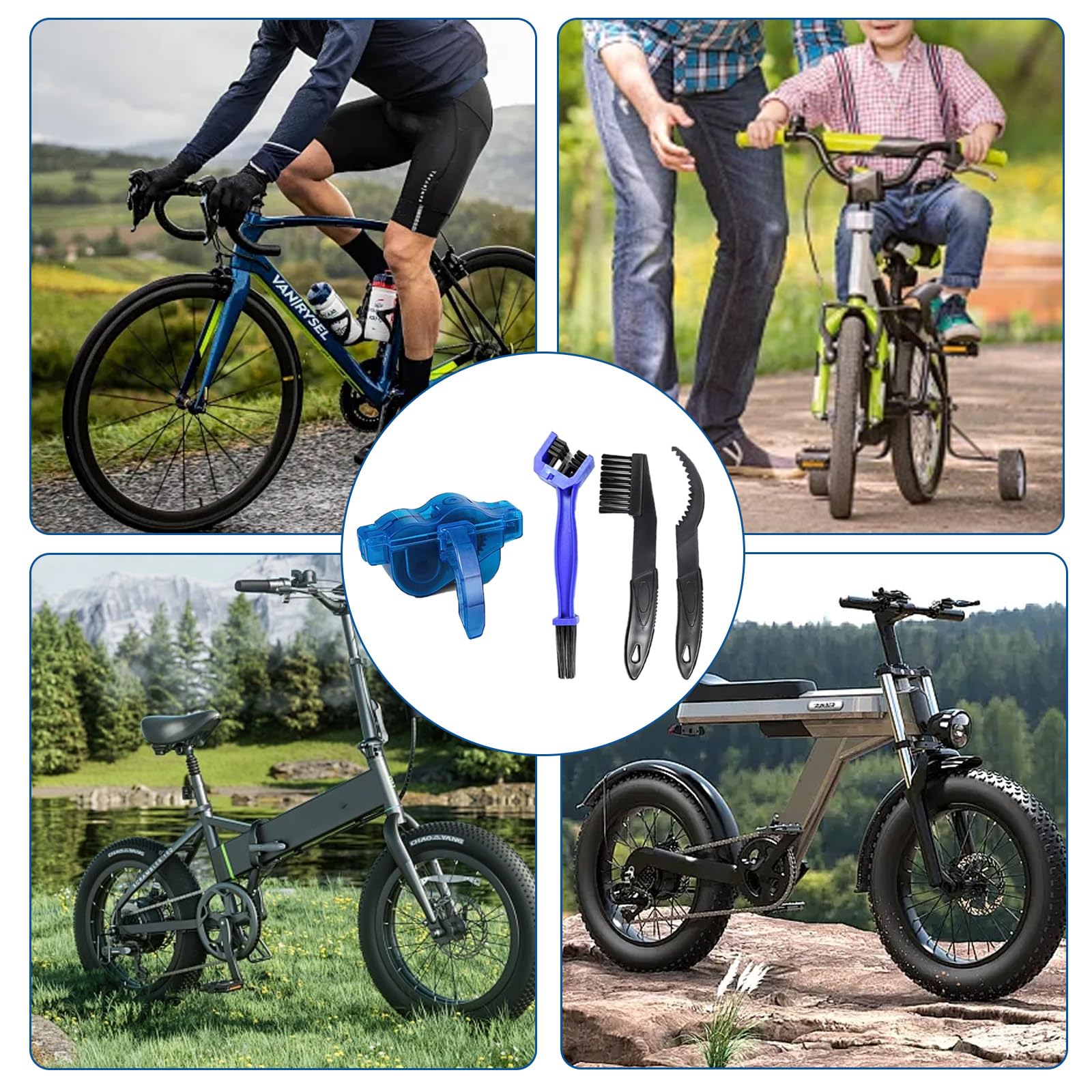 Szczotka do czyszczenia łańcuchów motocyklowych, urządzenie do czyszczenia łańcuchów ze szczotkami do czyszczenia, czyści łańcuch ze wszystkich stron i oczyszcza go ze starego oleju i brudu