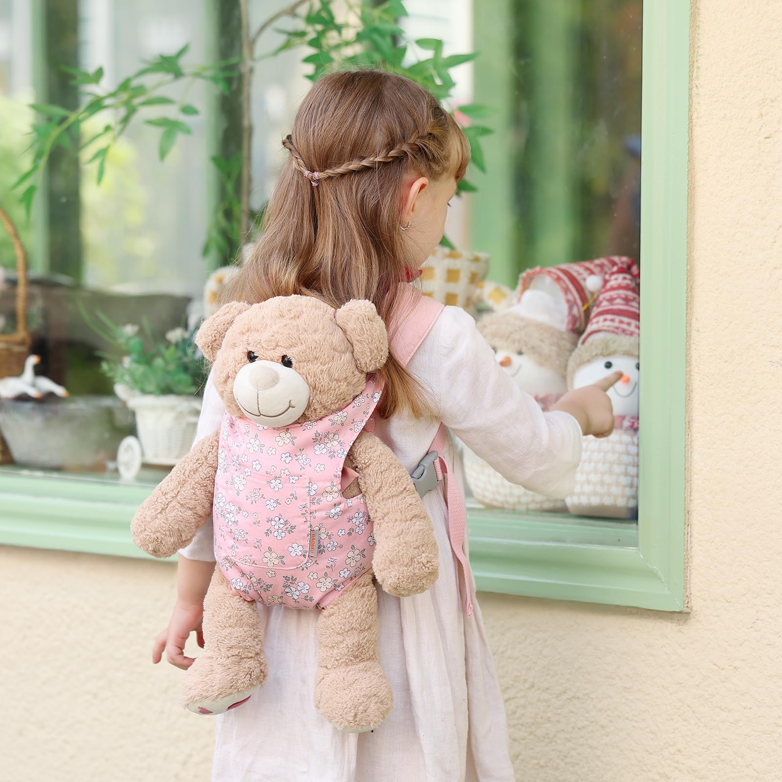 GAGAKU Transportador de muñecas para niños pequeños, portabebés para muñecas, Accesorios, portabebés para niñas pequeñas, Color Rosa (Flores de Pera) - 4