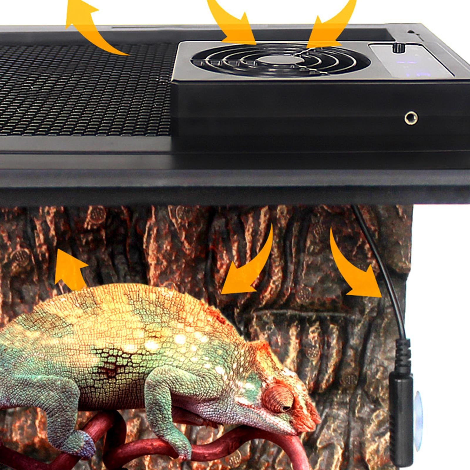Ventilador de refrigeración de reptiles para terrarios, enfriador de bajo ruido, ahorro de energía, enfriador de aire, reductor de humedad, enfriador de control automático