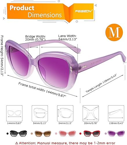 Miniatura 5 de FEISEDY Gafas de sol para mujer, Vintage Square Cat Eye Gafas de sol, protección UV lente gradiente B9121