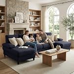 Mjkone U Shaped Sofa, Living Room U-Shaped Couch with Chaise, 280CM Modular Linen Oversized 4-Seat Sofa Set, Sectional Couches for Living Room, Apartment, Small Space, Dark Grey