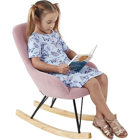 ECR4Kids Children’s Modern Rocking Chair, Upholstered Accent Chair for Nursery, Playroom, Bedroom and Living Room, Small Contemporary Rocker, Kids Cushioned Arm Chair, Blush