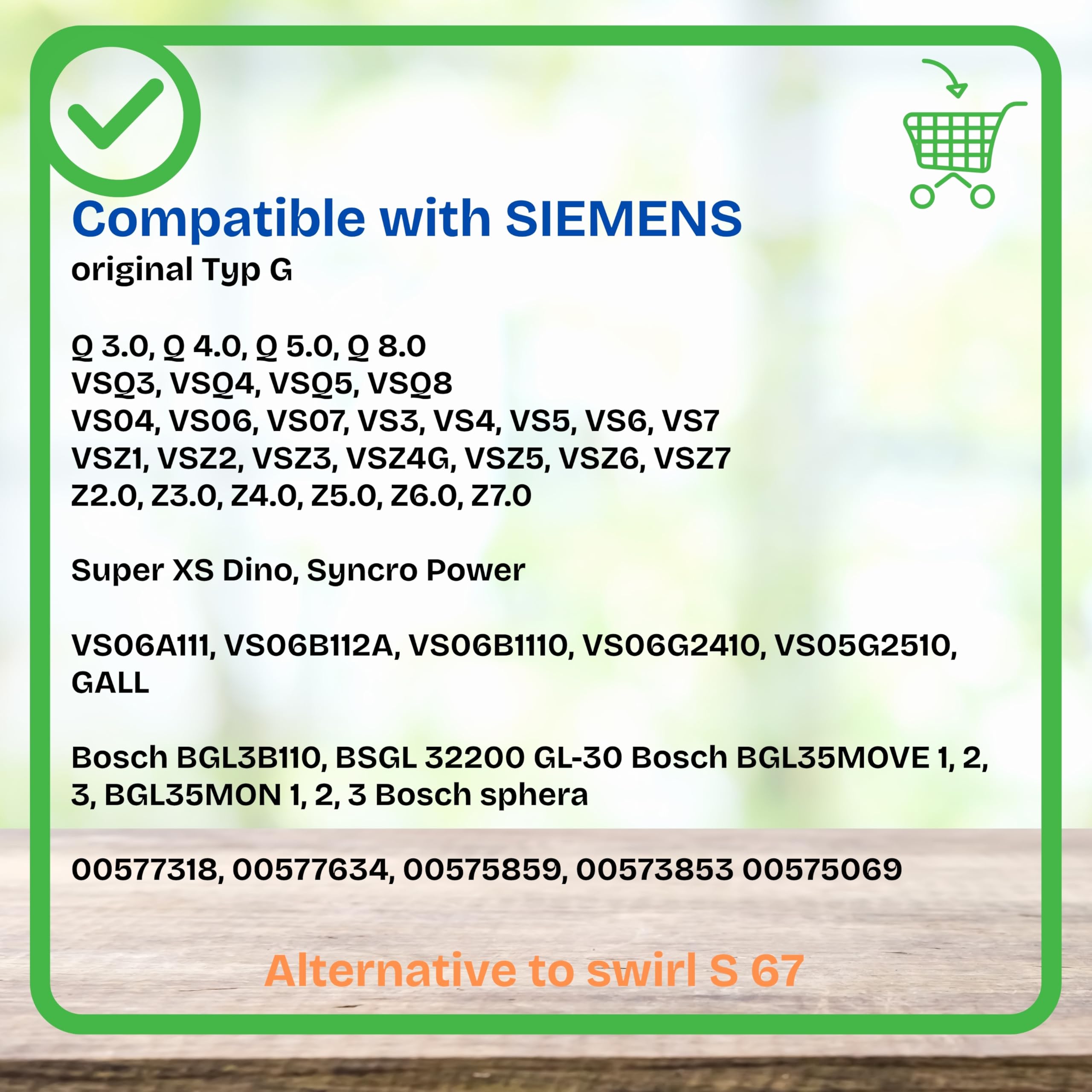 Confezione Risparmio – 10 Sacchetti per aspirapolvere adatto per Siemens – vsz2 V110 – Z 2.0 Serie Aspirapolvere – per la produzione di sacchetti/Made In Germany + con micro filtro