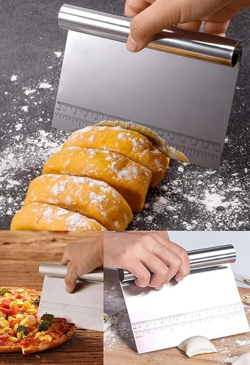 Busstier Stainless Steel Dough Cutting and Scraper Spatula Size Striped Cake Cake Cutter Apparatus