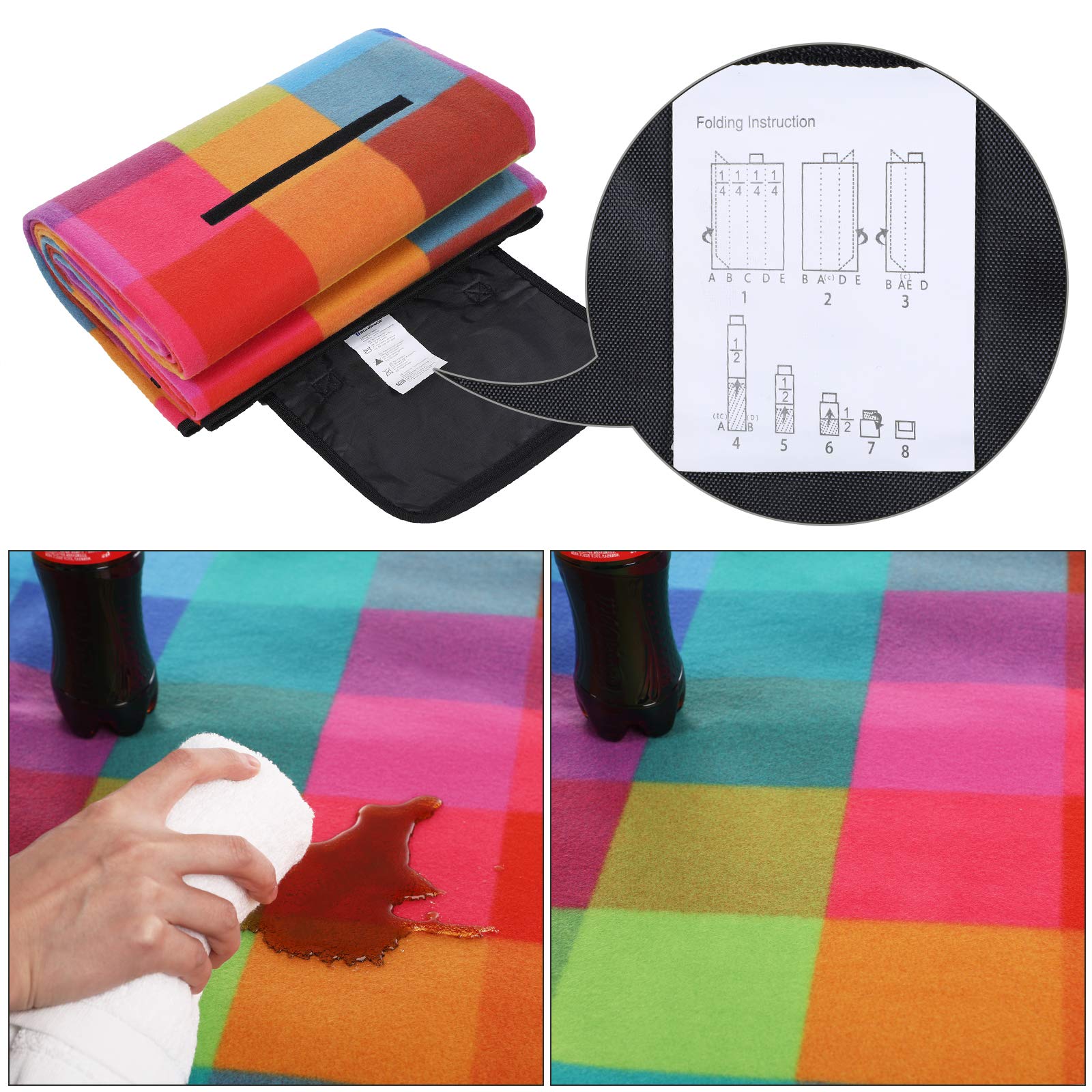 SONGMICS Outdoor Picnic Blanket, WaterResistant Mat, Multifunctional