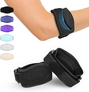 Tennis Elbow Brace 2Pack for Tendonitis, Elbow Pain Relief, for Tennis & Golfer's, Offer Support and Comfort for Eblow, One Size Fit All Elbow, Performance Forearm Band for Men Women, Black