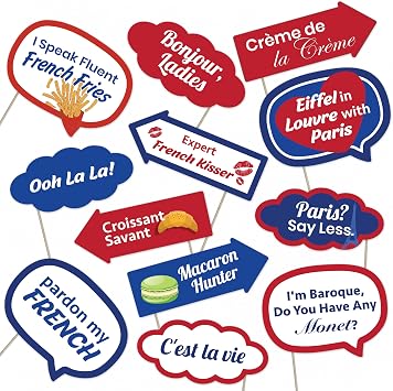 Paris Party Photo Booth Props Set Fun French-Themed Decorations for Paris-Themed Parties and Travel Celebrations 12