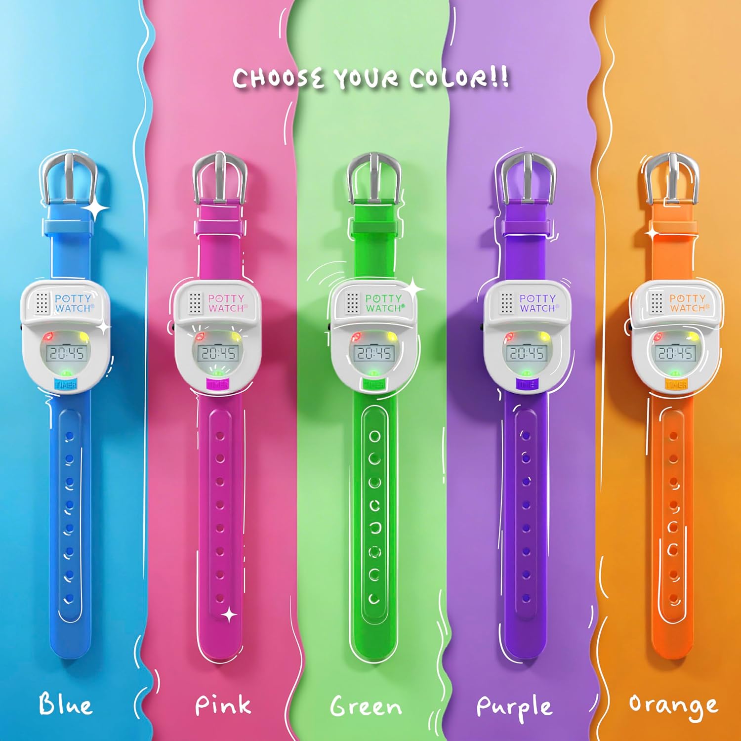 Potty Watch for Kids Potty Training - Potty Training Watch with 3 Fun Flashing Lights and Music - Water-Resistant Watch - Potty Watch Remind Kids Every 30, 60 or 90 Minutes - Pink