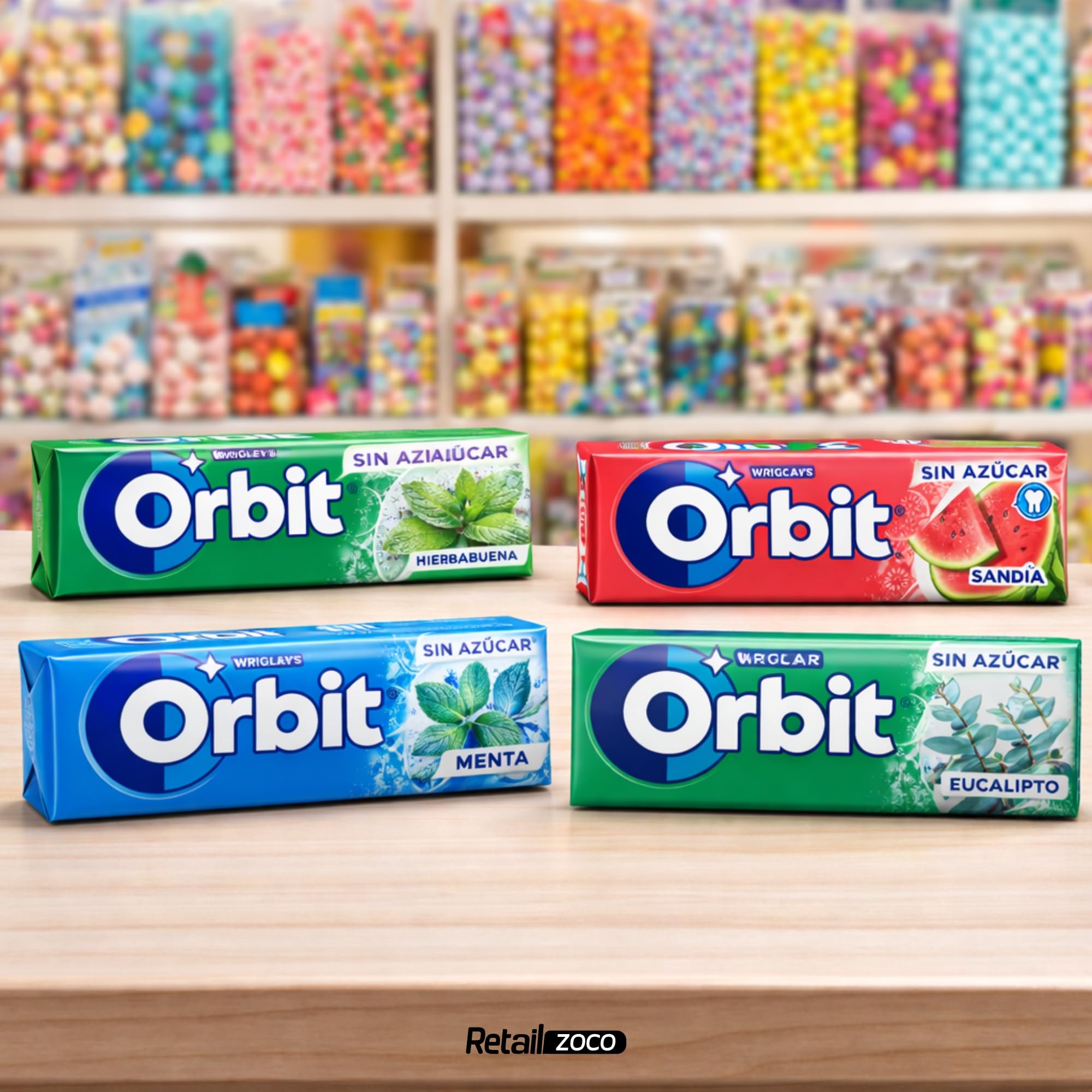 Orbit Chicles Sabor Hierbabuena, Chicles sin azucar, Paquete de cicles Orbit, Sabor Fresco, Intenso y de Larga Duración en formato Gragea, sin gluten, Formato ahorro, 30 paquetes de 10 Grageas