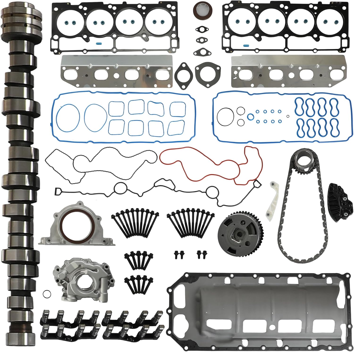 MDS 5.7L HEMI Camshaft Lifters Kit With Full Gasket Set Oil Pump & Chain Kit Fit For Chrysler Dodge Challenger Charger Durango Ram1500 Jeep Grand Cherokee Commander 5.7L 2009-2015 Replace #5038684AA