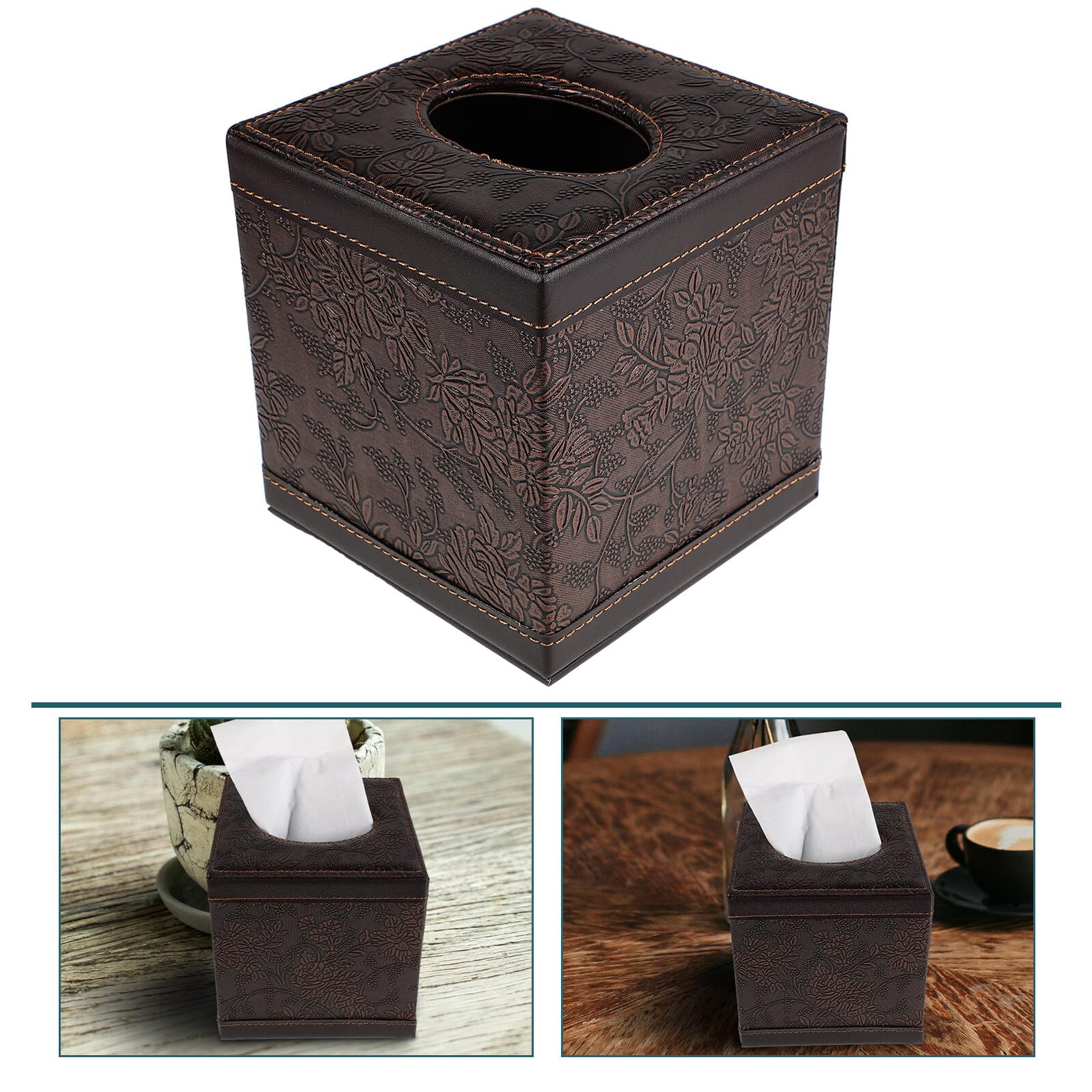 Porta Fazzoletti Quadrato Dispenser di Carta per Bagno e Comodino Contenitore Decorativo in Pelle Design Compatto