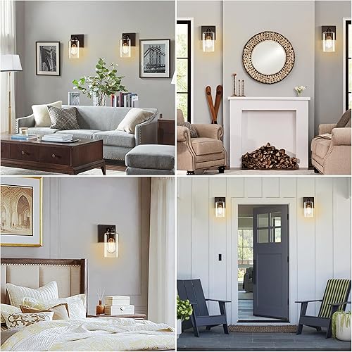 Miniatura 2 de Pia Ricco Juego de dos apliques de pared, lámparas de pared de cabecera con interruptor giratorio para dormitorio, lámparas de baño modernas con