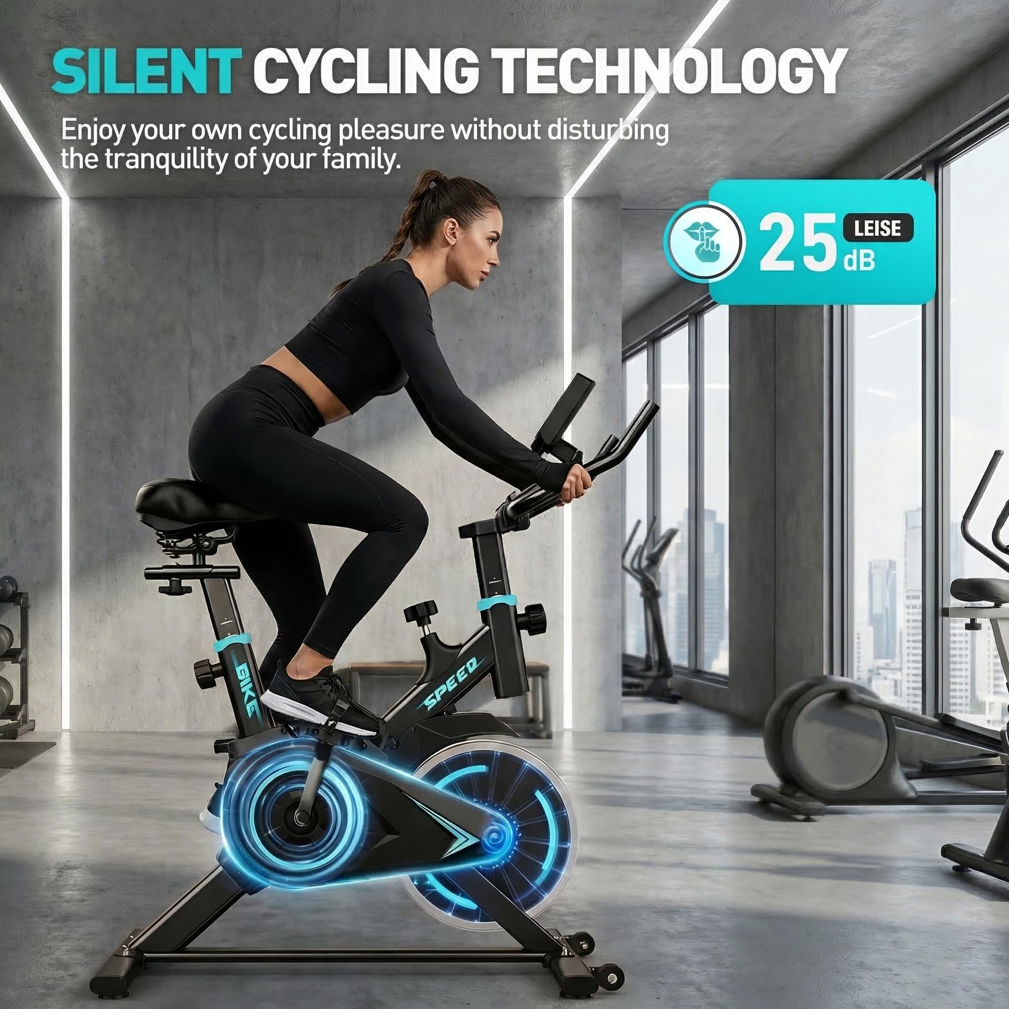 Cyclette da Casa con App, Ciclette Resistenza 0-100% Regolabile, Bicicletta da Appartamento Silenziosa, Design Ergonomico, Capacità 120 kg-1