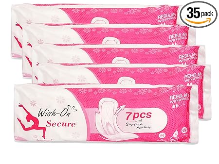 Wish-On Secure Sanitary Pads For Womens | Sanitary Napkins For Womens | Pads For Women | Size- Regular 240mm | 35 Pcs