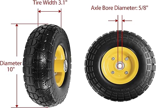 Miniatura 2 de Neumáticos de goma sólida de 10 pulgadas y ruedas amarillas 4.103.50-4 (10 x 3.5) neumático sin plano con rodamientos de 58 pulgadas, neumático de