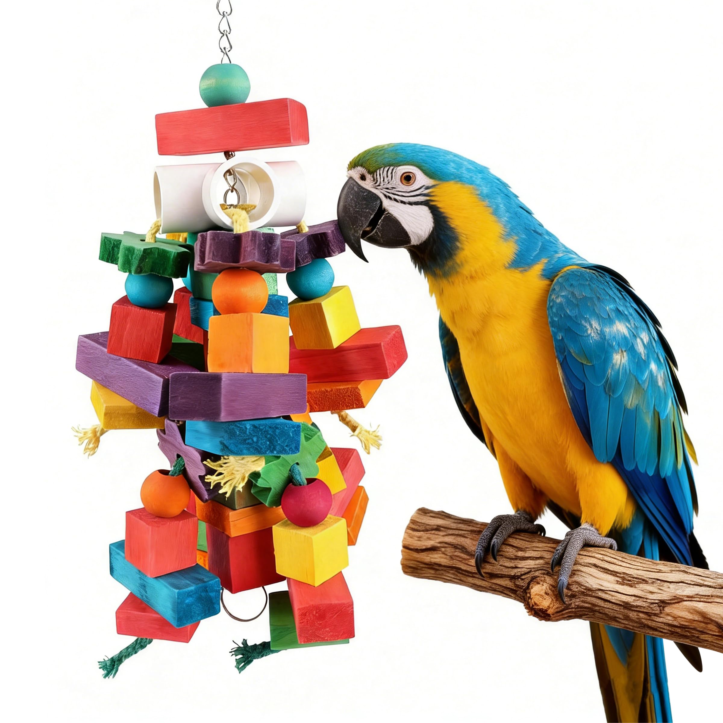 Parrot Toys Bird Chewing Natural Wooden Blocks Colorful