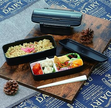 Skater Japanese Modern/Traditional Compartmental 2-Tier Bento Lunch Box, 900 mL, Chopsticks