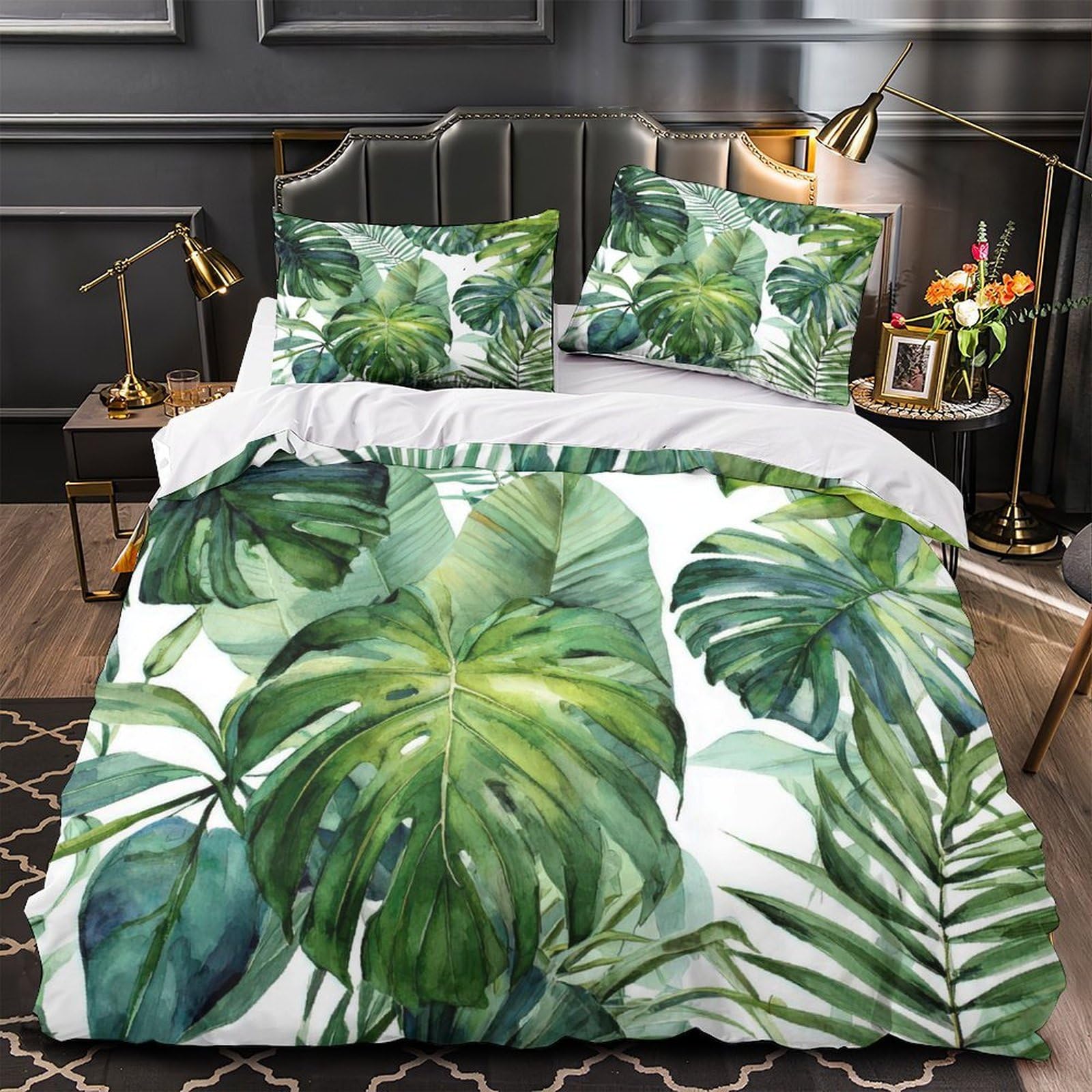 Housse de couette tropicale 3D en microfibre premium parure de lit double 200x200cm de qualité