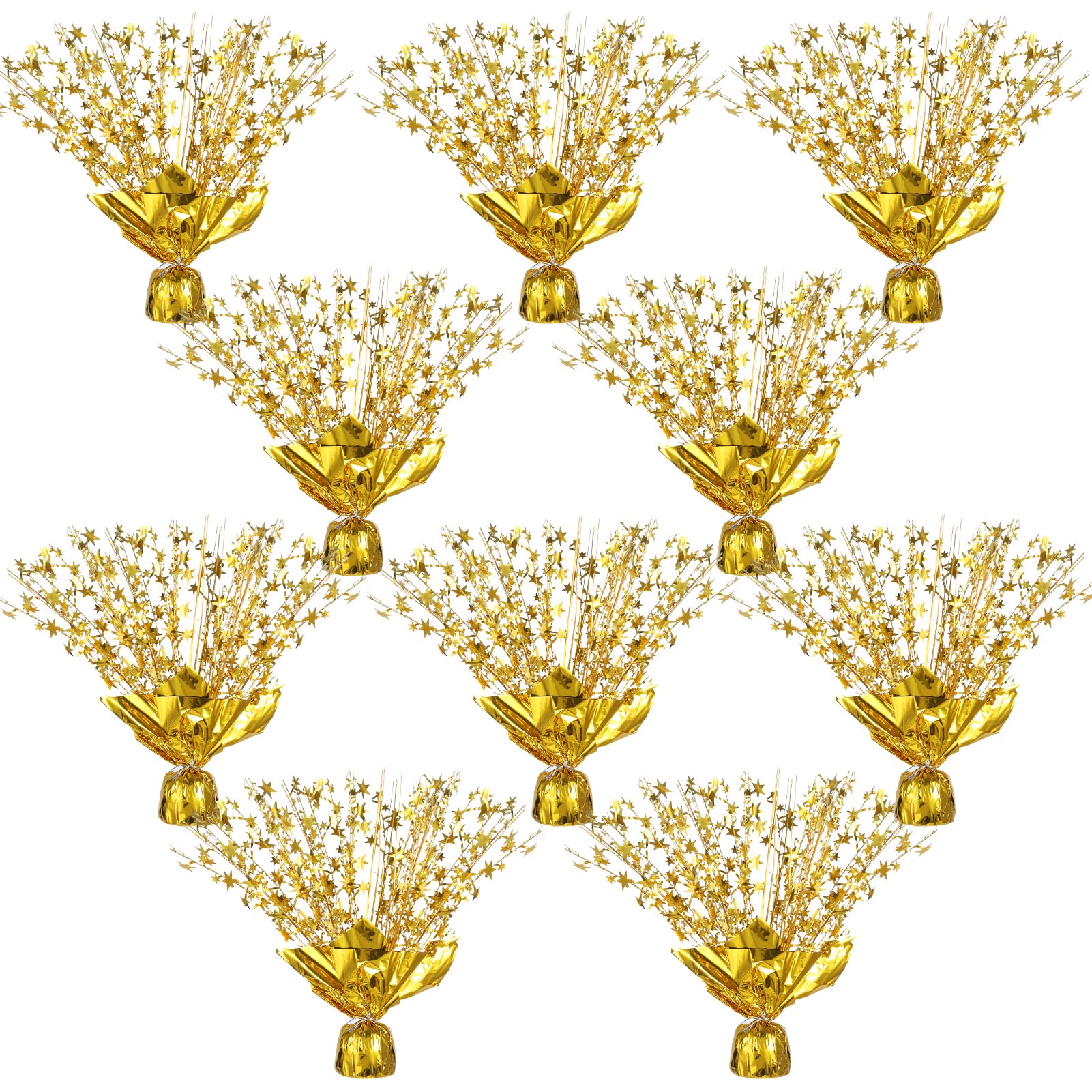 10 Pack Metallic Foil Spray Centerpiece, Gold Star Table Decorations