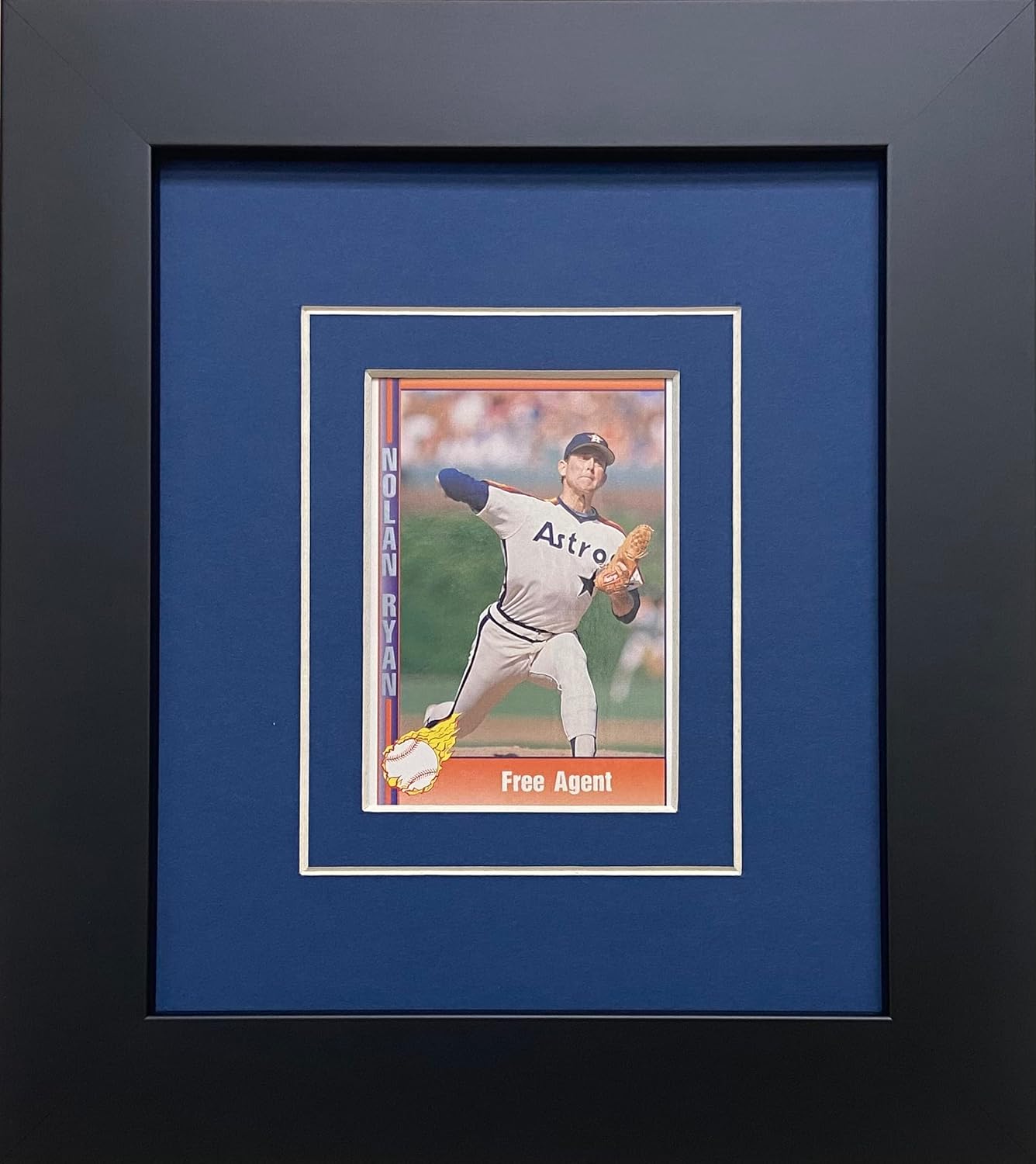 Trading Card Display Frame (1) Single Trading Card Dark Blue w/c Matting Black Frame