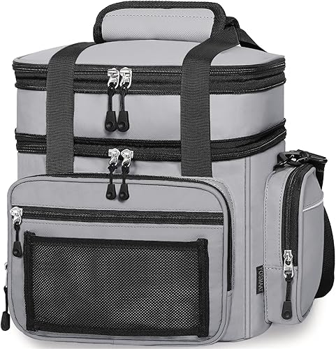 Lunch Box Cooler Bag - Versatile Insulated Lunchbox for Men Women - Large Lunch Pail for Adults Work Shifts Outdoor Trips Grey 15L