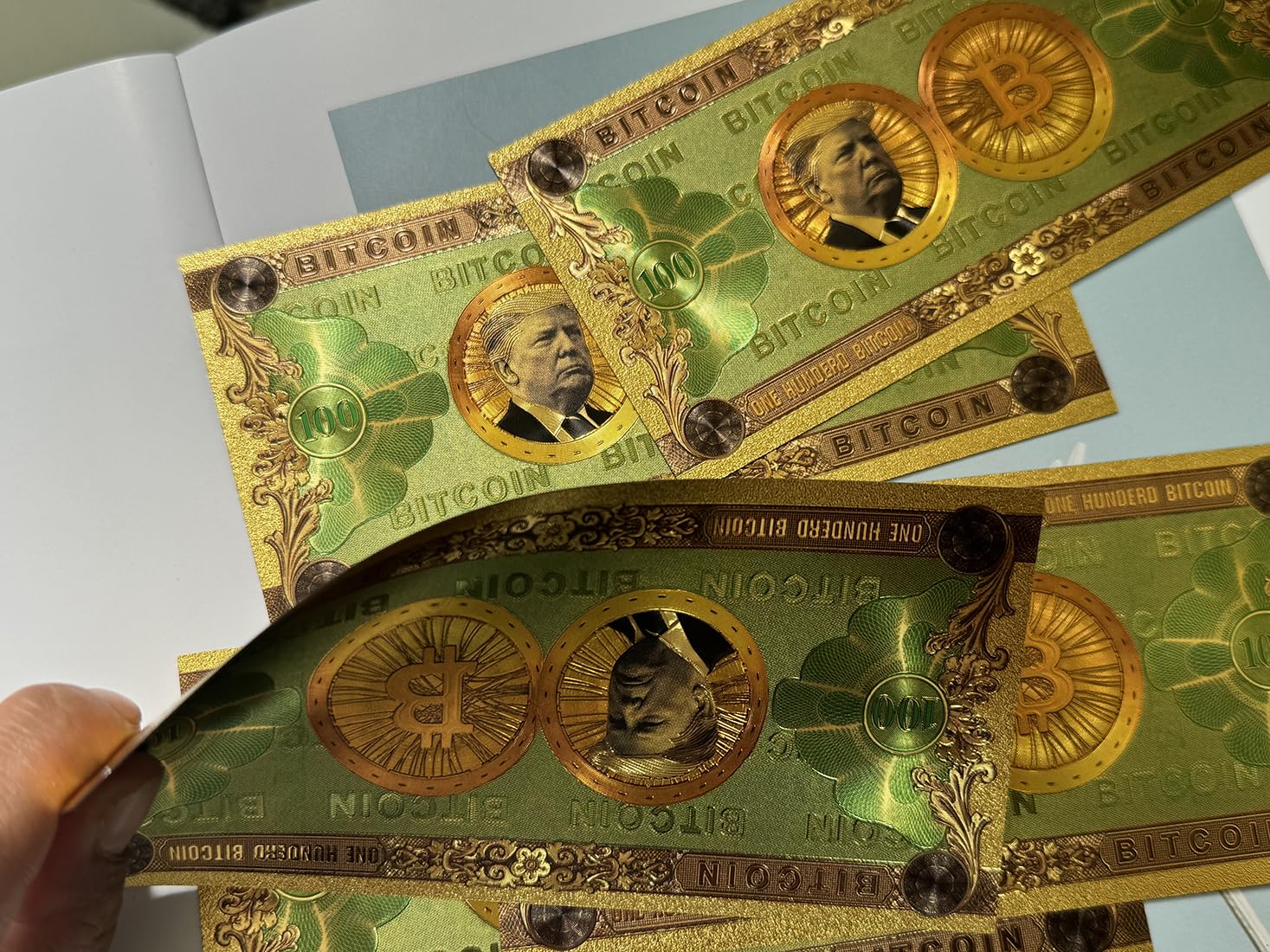 5 PCS Hundred Donald Trump Bitcoin Dollar Bills, $100 Collectible Banknotes  Colored Bill for Bookmark, Bill Note for Decoration ($100 (Set of 5)) :  Amazon.sg: Office Products