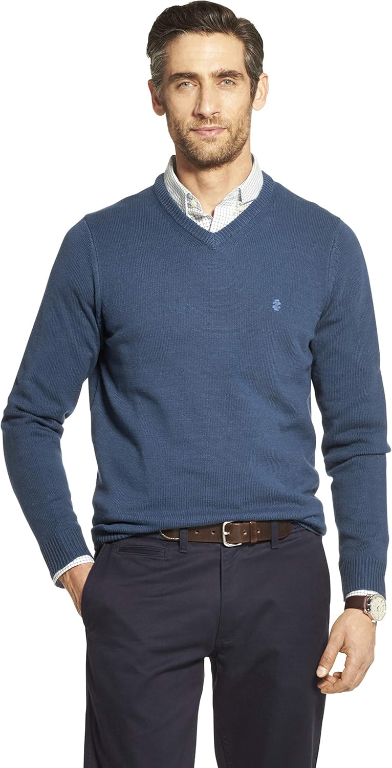 IZOD Men's Premium Essentials Solid V-Neck 7 Gauge Sweater (Discontinued)