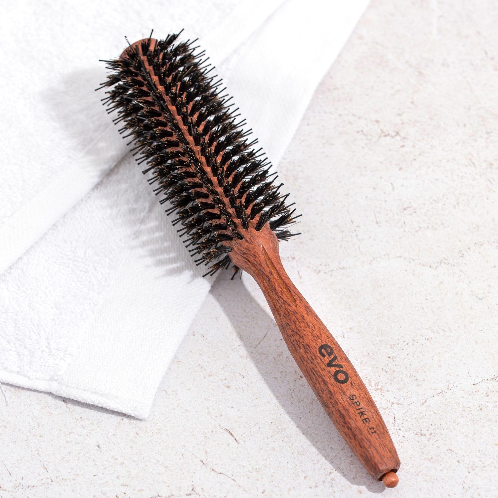 Evo Spike nylonowa szczotka do włosów bristle radial brush 22 mm I szczotka do stylizacji z naturalnym włosiem dzika do szybkiego i łatwego suszenia włosów I szczotka do włosów dla kobiet i mężczyzn I wykonana z certyfikowanego drewna